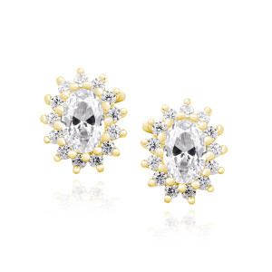 Cercei argint placati cu aur galben cu pietre DiAmanti Z1102EG_W-DIA (Argint 925‰ 2,1 g.)